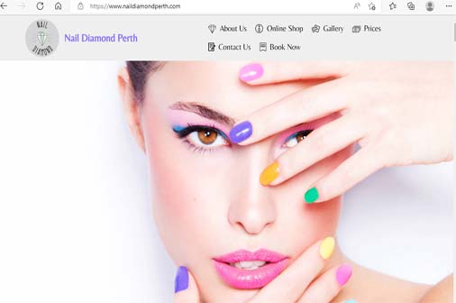 Nail Diamond website homepage preview