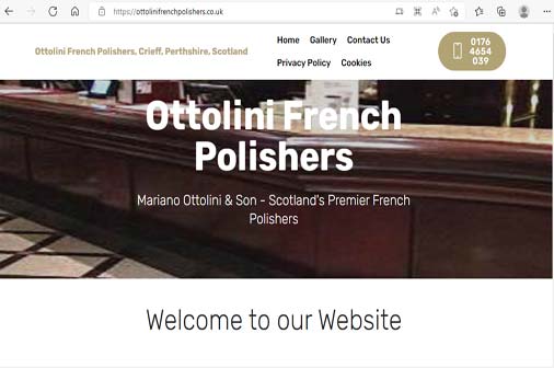 Ottolini French Polishers website homepage preview